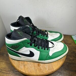 Air Jordan 1 mid Pine Green White Black Men's Sneakers Size 16 852542-301